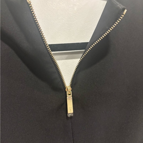 Ted Baker Black Dress with Gold Zip and Lace Sleeves (Size 0) - Picture 7 of 11